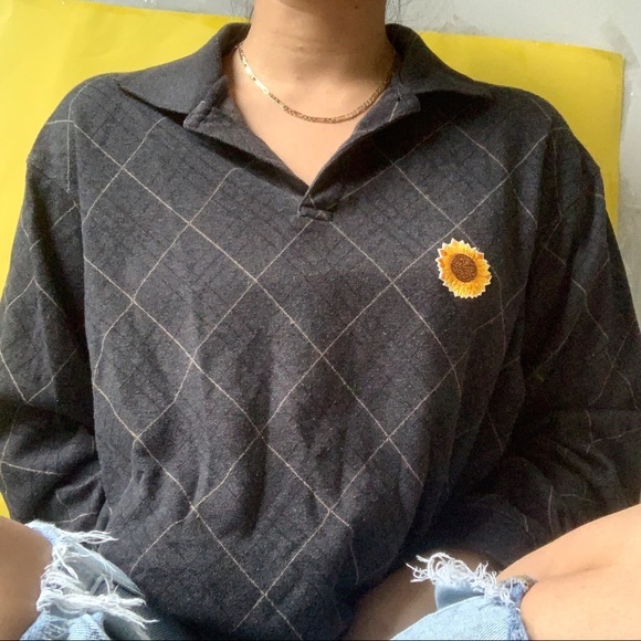Sweaters - gray sunflower quarter zip sweater ✧